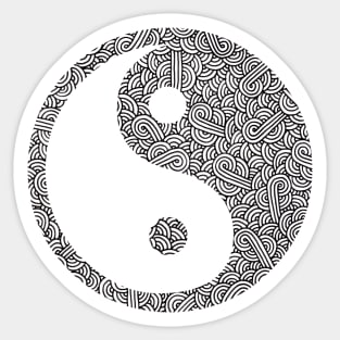 Black and white swirls doodles Yin Yang Sticker